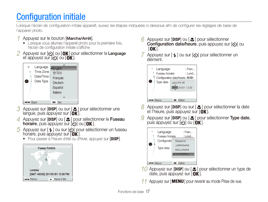 Samsung EC-PL20ZZDPSZA, EC-PL20ZZDPBZA, EC-PL20ZZBPRE1, EC-PL121ZBDBE1, EC-PL20ZZBPBE1, EC-PL121ZFDBE1 Conﬁguration initiale 