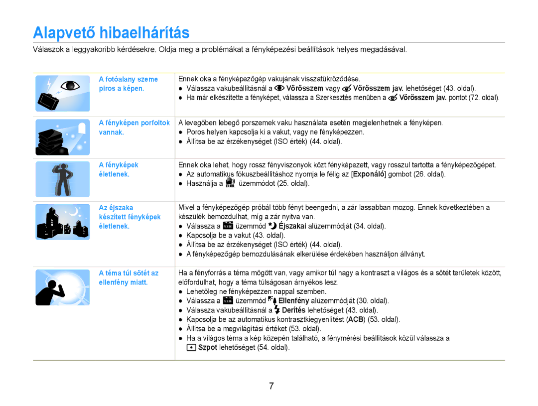 Samsung EC-PL210ZBPBE2, EC-PL210ZBPBE1, EC-PL210ZBPSE1, EC-PL21ZZBPBE2, EC-PL210ZBPBE3 Alapvető hibaelhárítás, Vörösszem vagy 