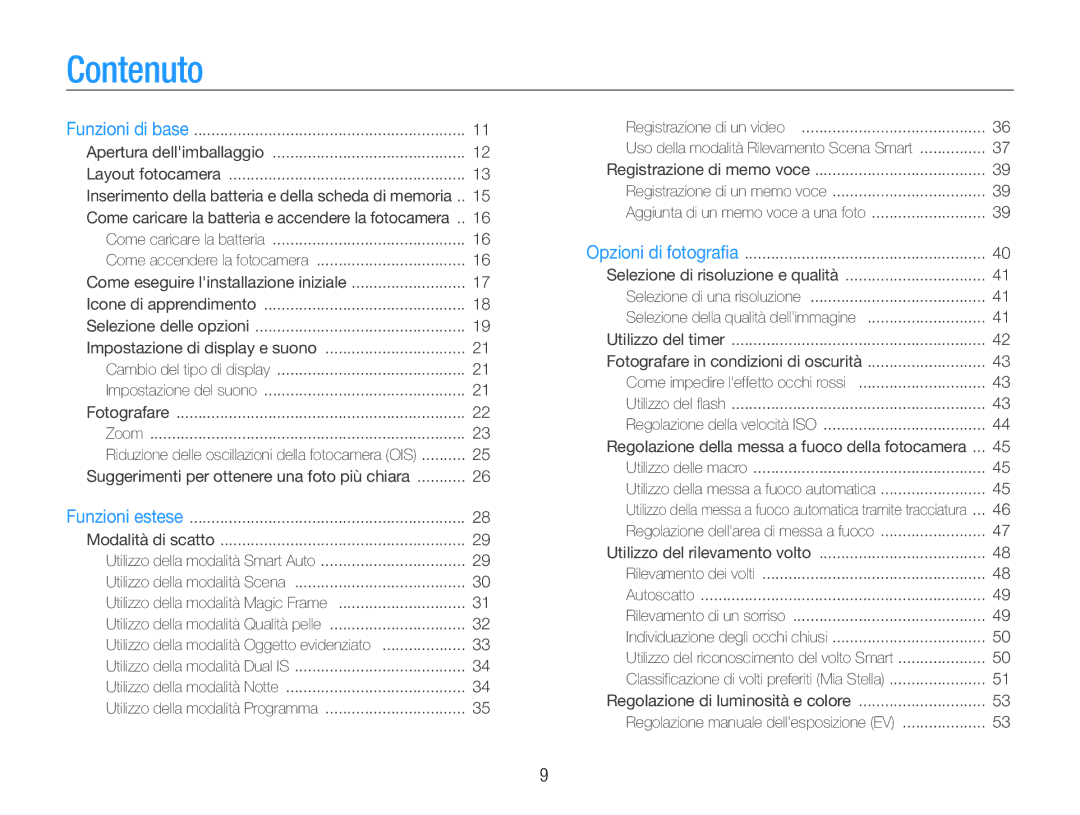 Samsung EC-PL21ZZBPBE3, EC-PL210ZBPBE1, EC-PL210ZDPSME manual Contenuto, Suggerimenti per ottenere una foto più chiara 