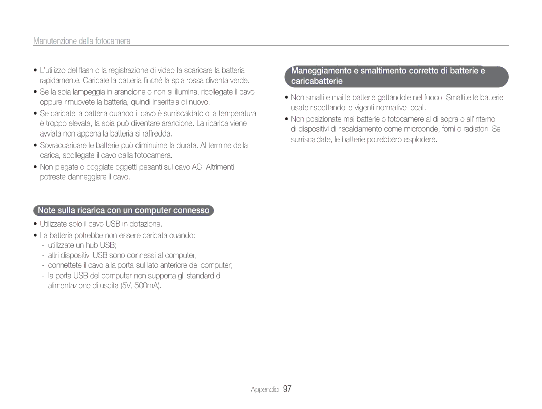 Samsung EC-PL21ZZBPBE3, EC-PL210ZBPBE1, EC-PL210ZDPSME, EC-PL21ZZBPPE1, EC-PL210ZDPBME manual Alimentazione di uscita 5V, 500mA 