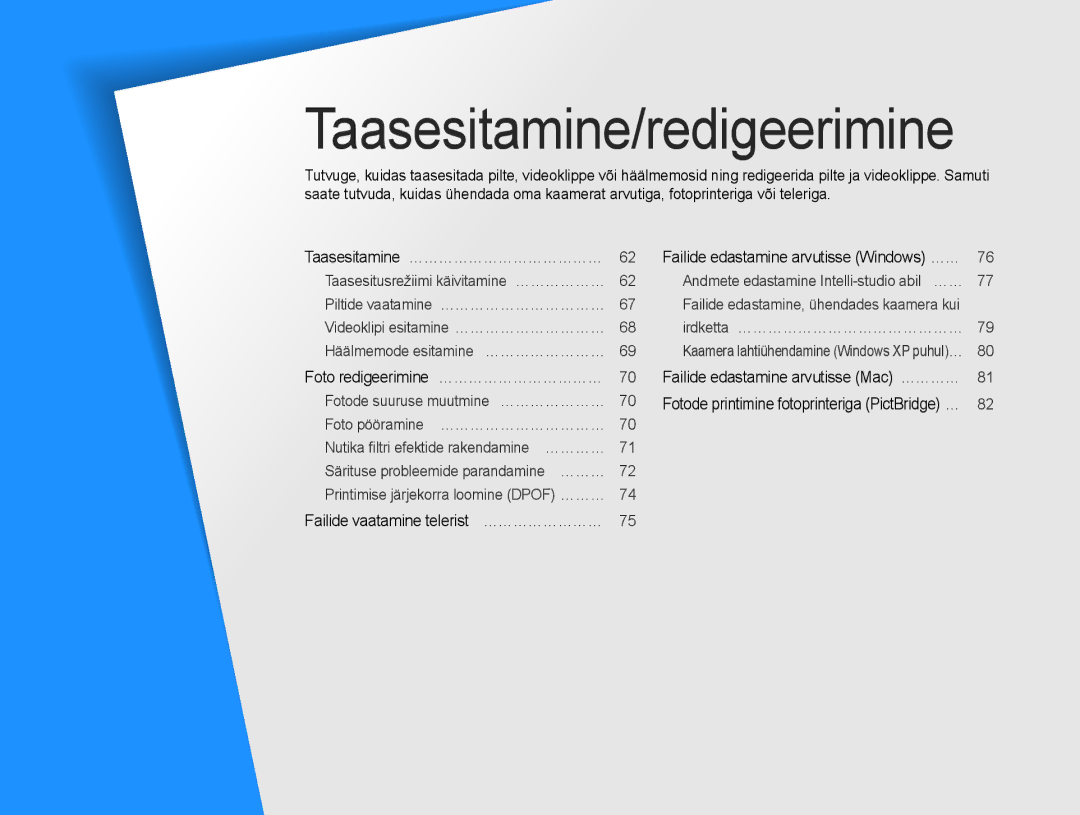 Samsung EC-PL210ZBPBE2 manual Taasesitamine/redigeerimine 