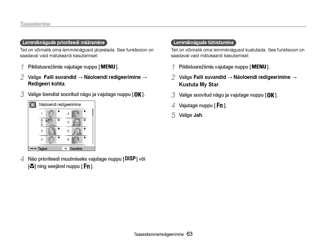 Samsung EC-PL210ZBPBE2 manual Taasesitamine, Redigeeri kohta, Ning seejärel nuppu, Valige Jah 