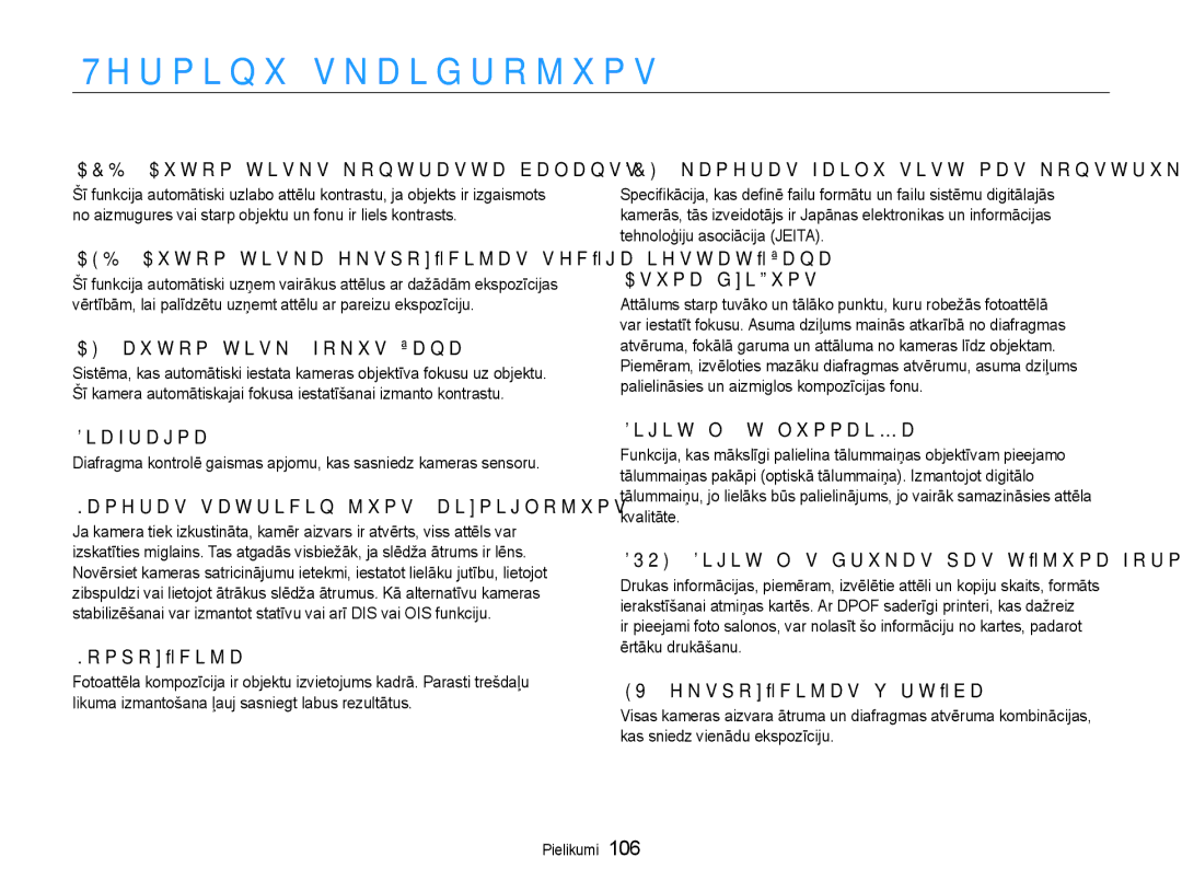 Samsung EC-PL210ZBPBE2 manual Terminu skaidrojums 