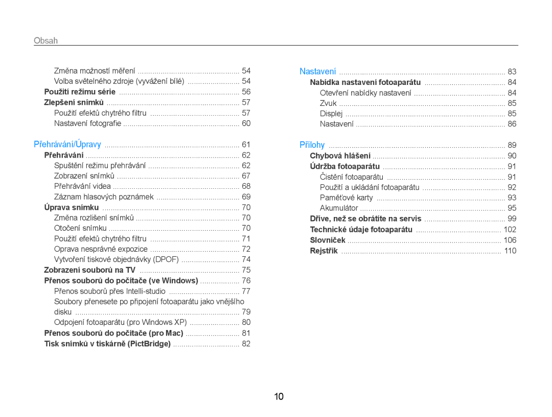 Samsung EC-PL210ZBPSE3, EC-PL210ZBPBE3 manual Obsah﻿ 