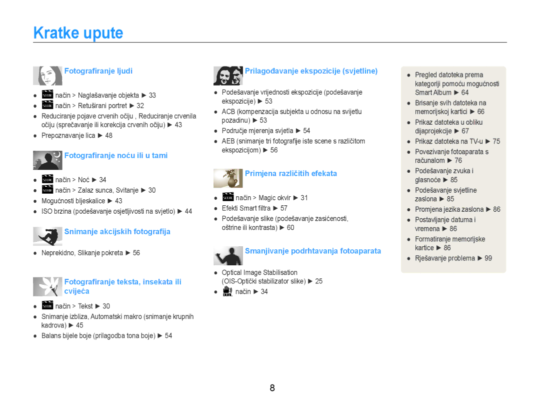 Samsung EC-PL210ZBPBE3 manual Kratke upute, Fotografiranje ljudi 