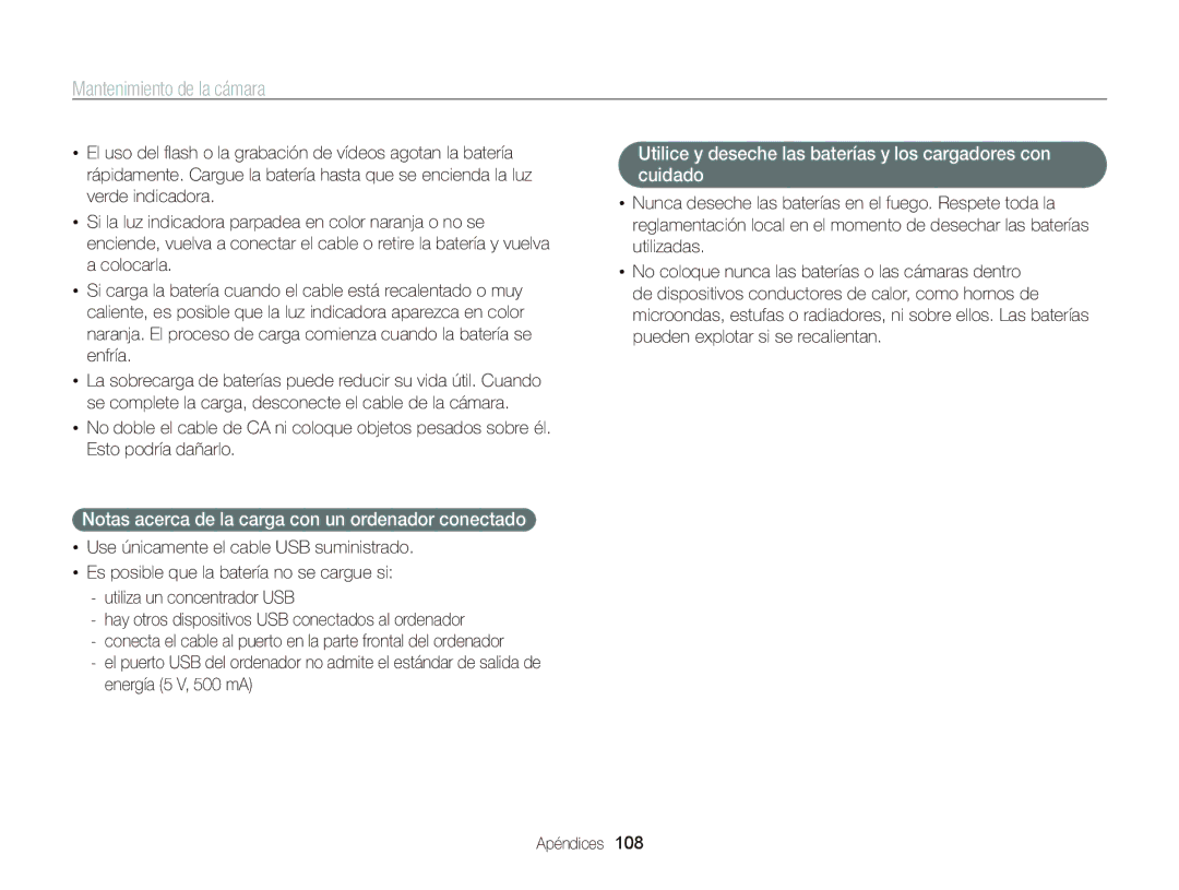 Samsung EC-PL120ZFPBE1, EC-PL210ZBPPE1, EC-PL120ZBPBE1, EC-PL20ZZBPRE1 Notas acerca de la carga con un ordenador conectado 