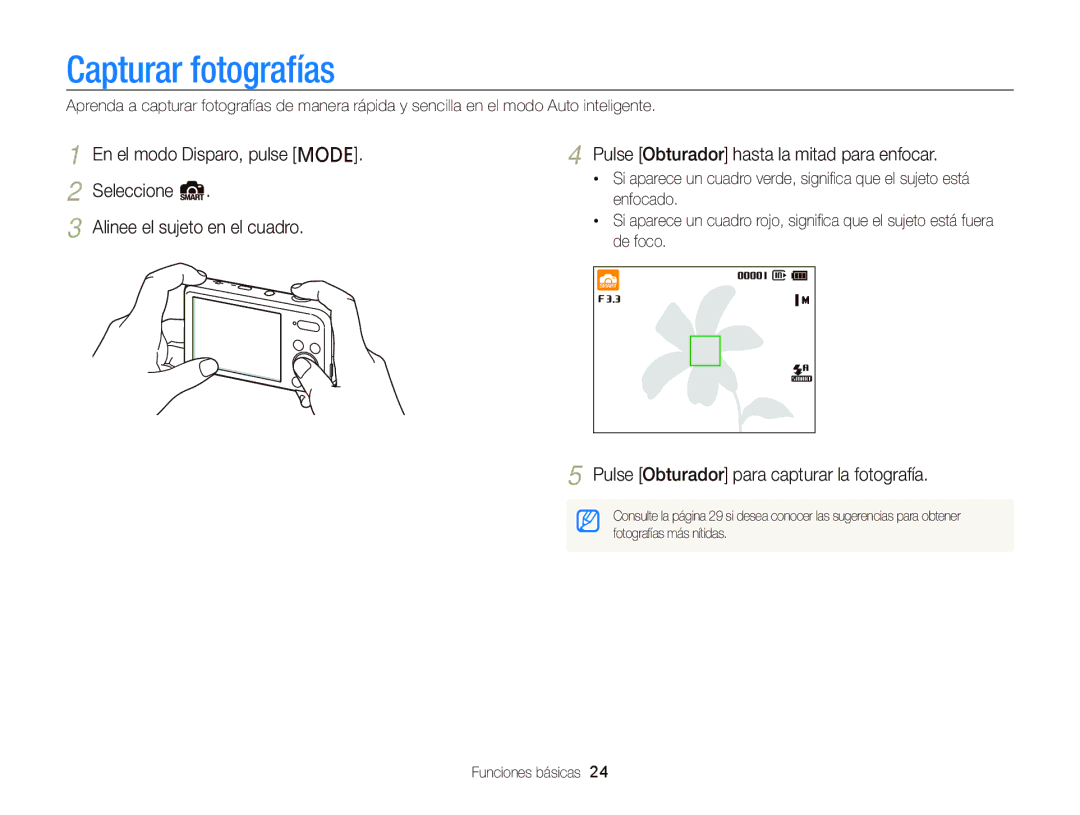 Samsung EC-PL120ZFPSE1, EC-PL210ZBPPE1, EC-PL120ZBPBE1 Capturar fotografías, Pulse Obturador para capturar la fotografía 