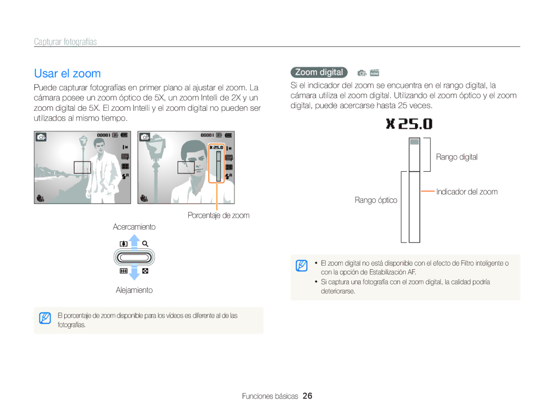 Samsung EC-PL20ZZBPPE1, EC-PL210ZBPPE1, EC-PL120ZBPBE1, EC-PL20ZZBPRE1, EC-PL120ZFPPE1 manual Usar el zoom, Zoom digital p s 