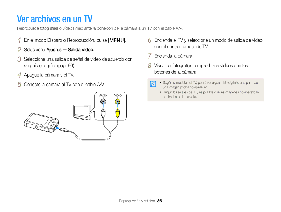 Samsung EC-PL20ZZBPPE1, EC-PL210ZBPPE1, EC-PL120ZBPBE1, EC-PL20ZZBPRE1, EC-PL120ZFPPE1, EC-PL120ZFPBE1 Ver archivos en un TV 