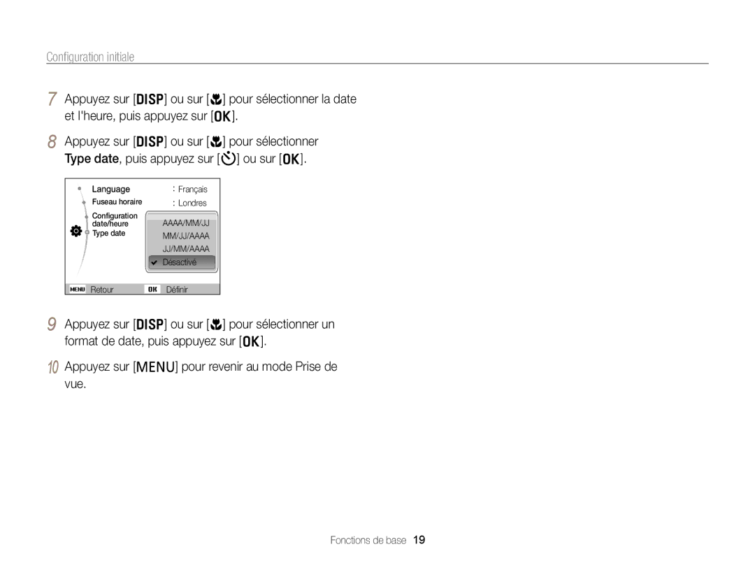 Samsung EC-PL20ZZDPBZA, EC-PL210ZBPPE1, EC-PL120ZBPBE1, EC-PL20ZZDPSZA, EC-PL20ZZBPRE1, EC-PL121ZBDBE1 Conﬁguration initiale 