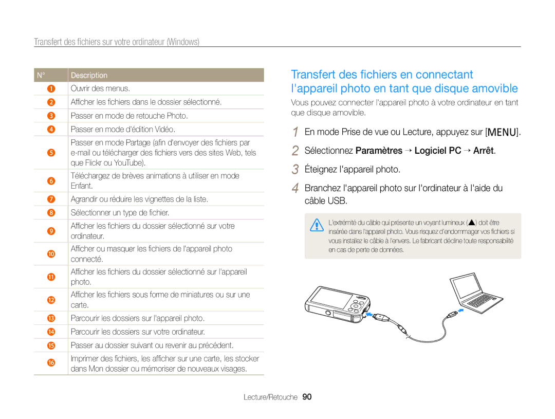 Samsung EC-PL120ZFPPE1 manual Enfant, Ordinateur, Afﬁcher ou masquer les ﬁchiers de lappareil photo, Connecté, Carte 