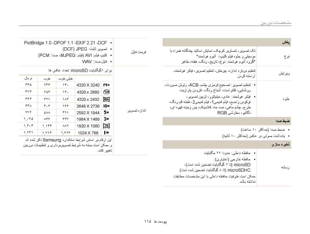 Samsung EC-PL20ZZBPSRU, EC-PL210ZBPPE1, EC-PL20ZZDPSZA, EC-PL210ZBPBE1, EC-PL210ZDPBZA, EC-PL210ZDPSME ﺍﺪﺻ ﻂﺒﺿ, یﺯﺎﺳ ﻩﺮﻴﺧﺫ 