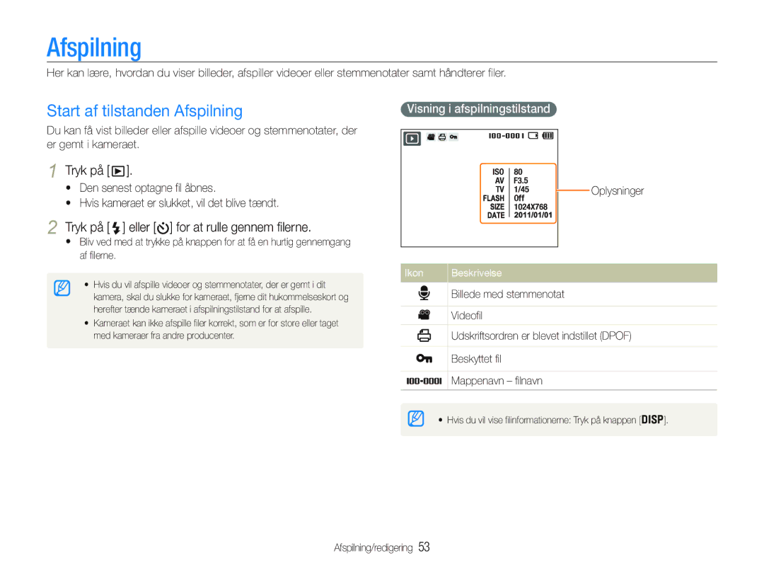 Samsung EC-PL21ZZBPRE2, EC-PL21ZZBPBE2 manual Start af tilstanden Afspilning, Tryk på eller for at rulle gennem filerne 