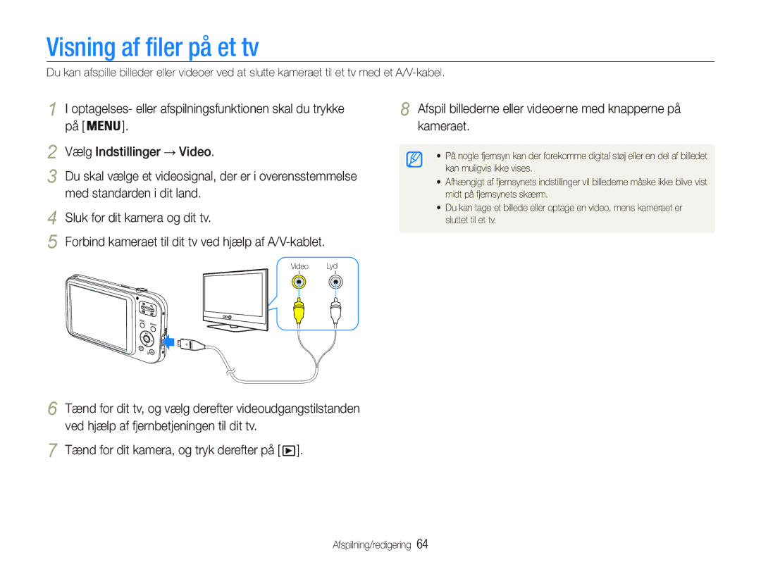 Samsung EC-PL20ZZBPSE2, EC-PL21ZZBPBE2, EC-PL21ZZBPPE2, EC-PL20ZZBPPE2, EC-PL20ZZBPBE2 manual Visning af ﬁler på et tv 