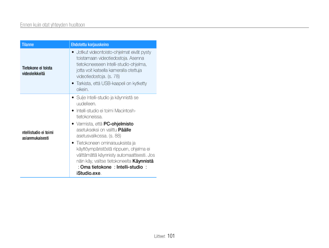 Samsung EC-PL21ZZBPBE2 Toistamaan videotiedostoja. Asenna, Tietokone ei toista, Jotta voit katsella kameralla otettuja 