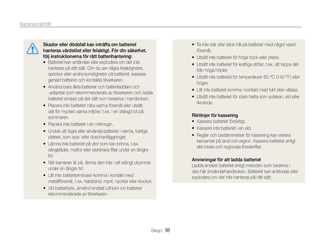 Samsung EC-PL211ZBPBE2 manual Använd bara äkta batterier och batteriladdare och, Anvisningar för att ladda batteriet 