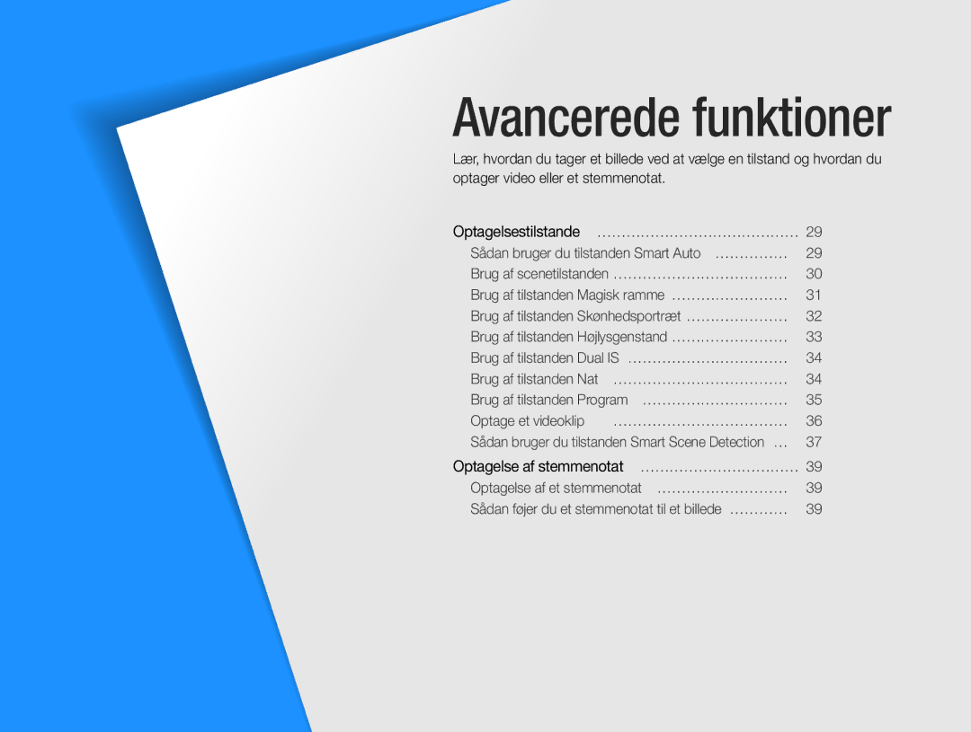 Samsung EC-PL21ZZBPRE2, EC-PL21ZZBPBE2, EC-PL21ZZBPPE2, EC-PL210ZBPPE2, EC-PL211ZBPBE2, EC-PL210ZBPBE2 Avancerede funktioner 