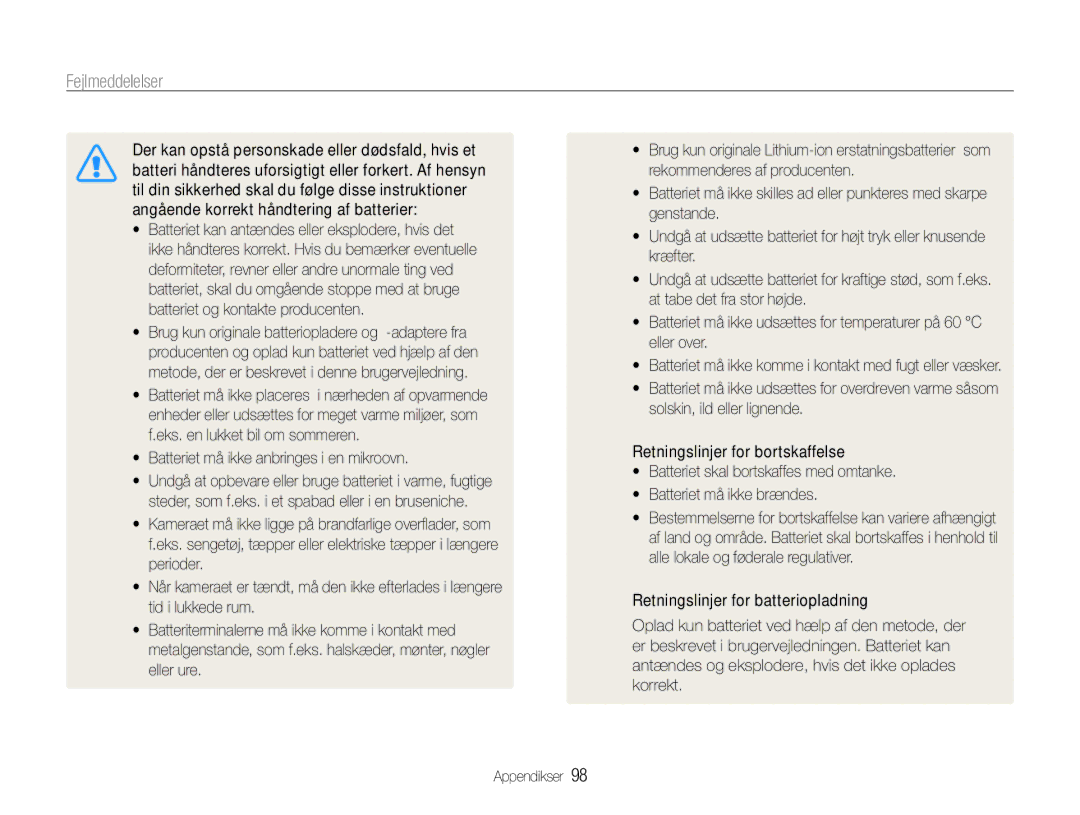 Samsung EC-PL211ZBPBE2, EC-PL21ZZBPBE2, EC-PL21ZZBPPE2, EC-PL210ZBPPE2 manual Batteriet må ikke anbringes i en mikroovn 