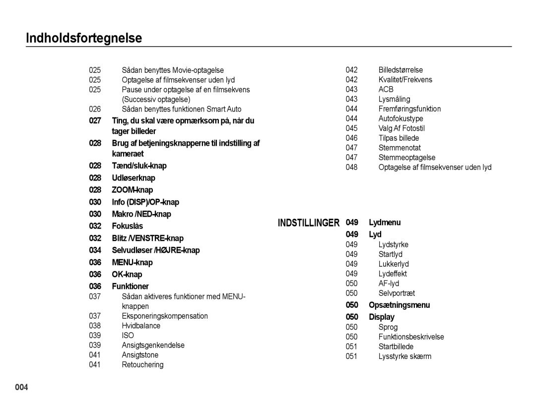 Samsung EC-PL50ZBBP/E2 Autofokustype, Valg Af Fotostil, Tilpas billede 047 Stemmenotat, Stemmeoptagelse, 048, Lydstyrke 