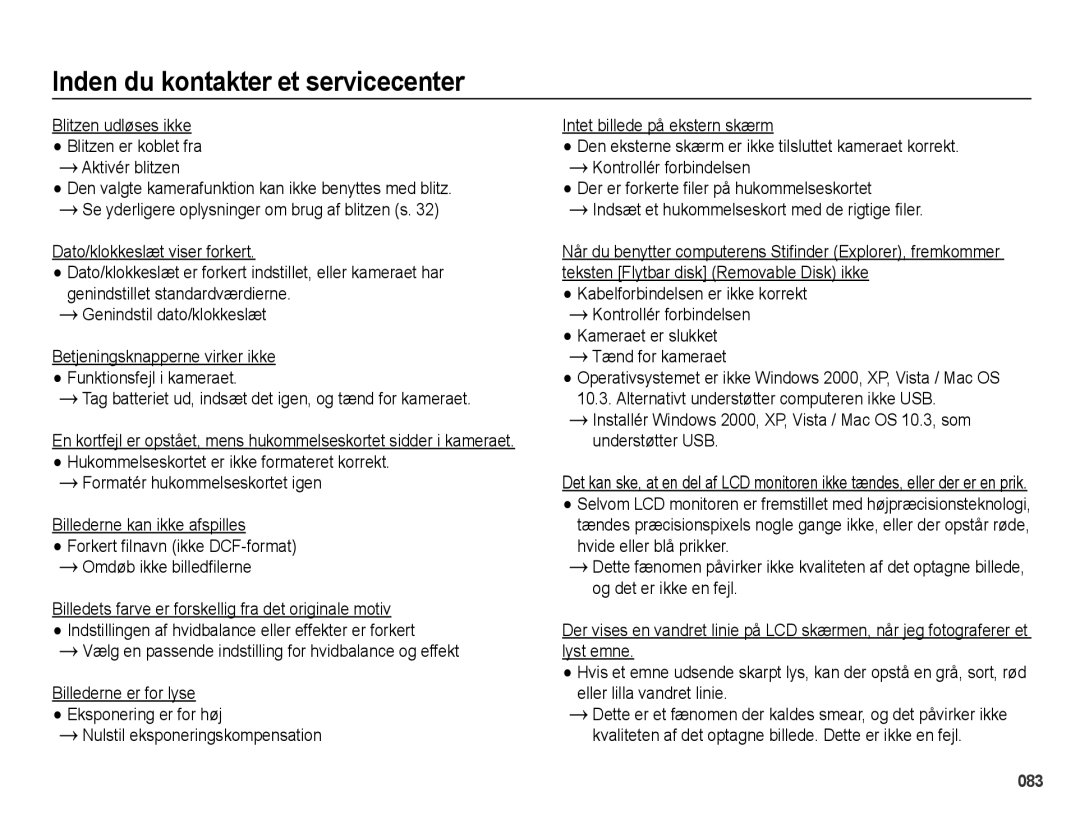 Samsung EC-PL50ZABP/E2, EC-PL50ZBBP/E2, EC-PL50ZSBP/E2 manual Blitzen udløses ikke Blitzen er koblet fra Aktivér blitzen 