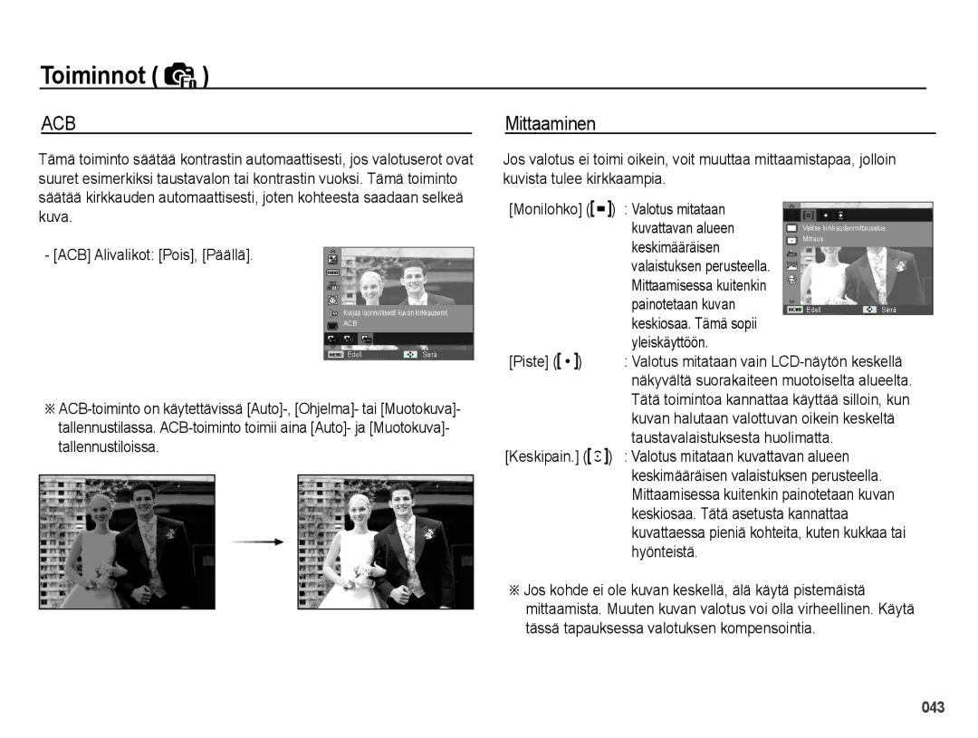 Samsung EC-PL50ZABP/E2, EC-PL50ZBBP/E2, EC-PL50ZSBP/E2, EC-PL50ZPBP/E2 manual Mittaaminen 