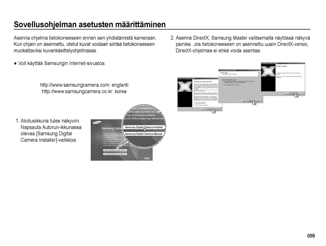 Samsung EC-PL50ZSBP/E2, EC-PL50ZABP/E2 Sovellusohjelman asetusten määrittäminen, Voit käyttää Samsungin Internet-sivustoa 