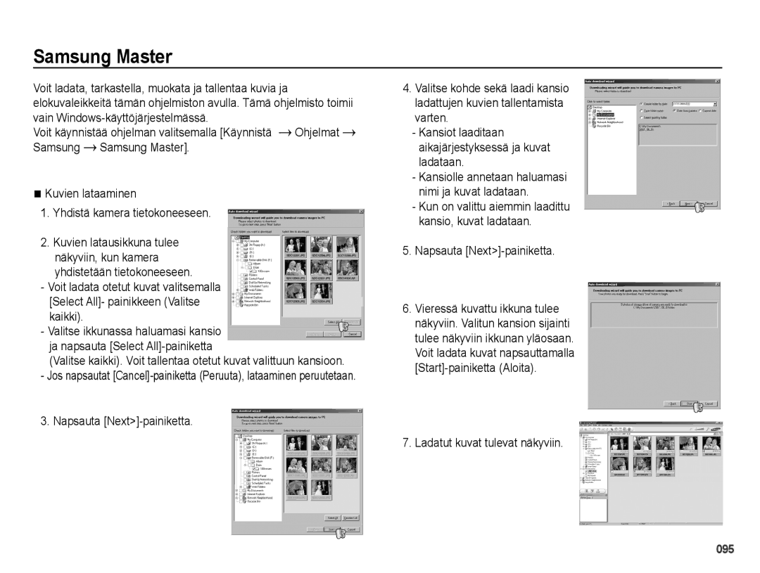 Samsung EC-PL50ZABP/E2, EC-PL50ZBBP/E2 manual Samsung Master, Vain Windows-käyttöjärjestelmässä, Napsauta Next-painiketta 