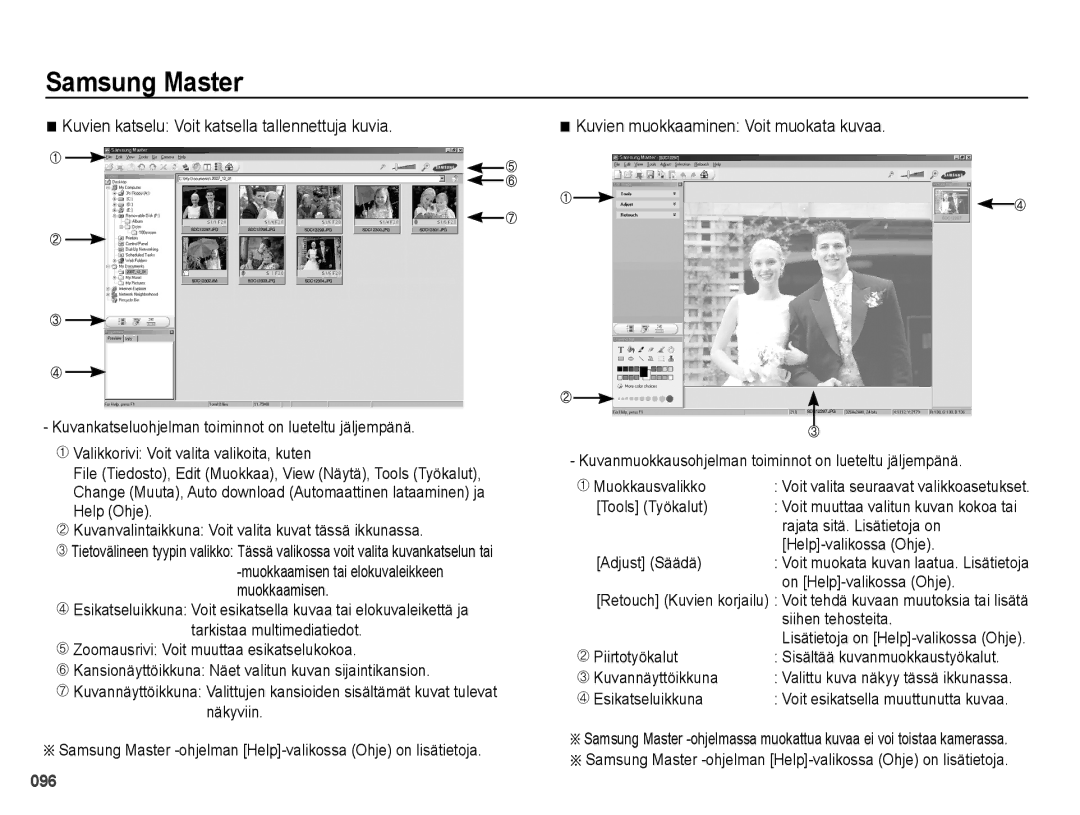 Samsung EC-PL50ZBBP/E2 manual Kuvien katselu Voit katsella tallennettuja kuvia, Kuvien muokkaaminen Voit muokata kuvaa 