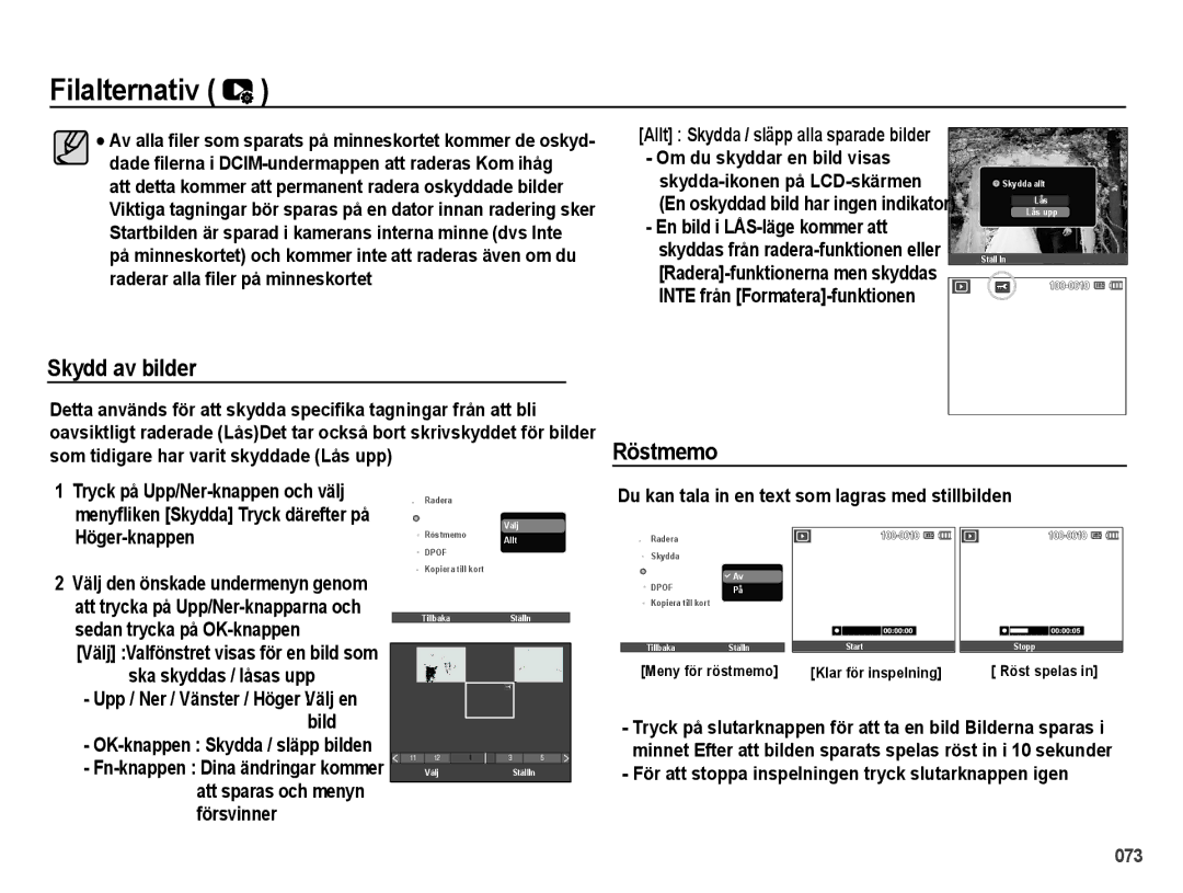 Samsung EC-PL50ZSBP/E2, EC-PL50ZABP/E2, EC-PL50ZBBP/E2 Skydd av bilder, Du kan tala in en text som lagras med stillbilden 