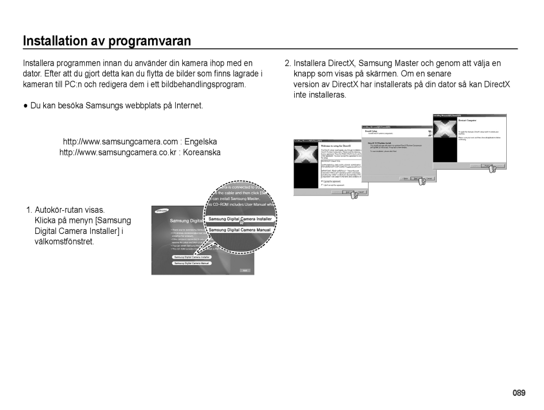 Samsung EC-PL50ZSBP/E2, EC-PL50ZABP/E2 manual Installation av programvaran, Du kan besöka Samsungs webbplats på Internet 