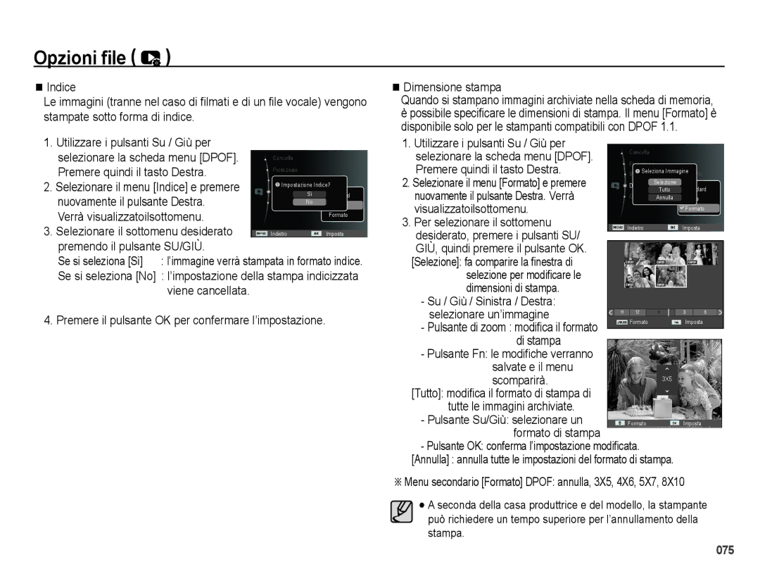 Samsung EC-PL50ZABP/IT manual Nuovamente il pulsante Destra, Verrà visualizzatoilsottomenu, Premendo il pulsante SU/GIÙ 