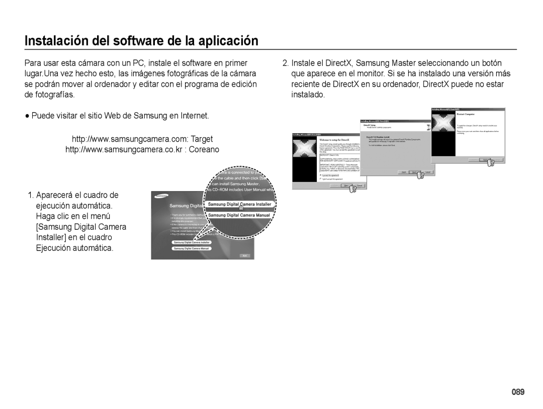 Samsung EC-PL50ZPBP/E1, EC-PL50ZBBP/E1, EC-PL50ZABP/AU, EC-PL50ZABP/E1 manual Instalación del software de la aplicación 