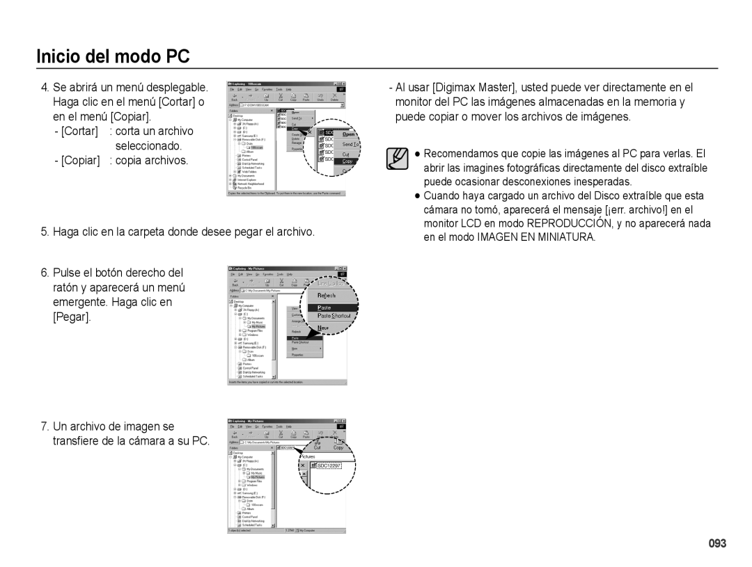 Samsung EC-PL50ZSBP/E1, EC-PL50ZPBP/E1, EC-PL50ZBBP/E1 manual En el menú Copiar, Cortar corta un archivo seleccionado 