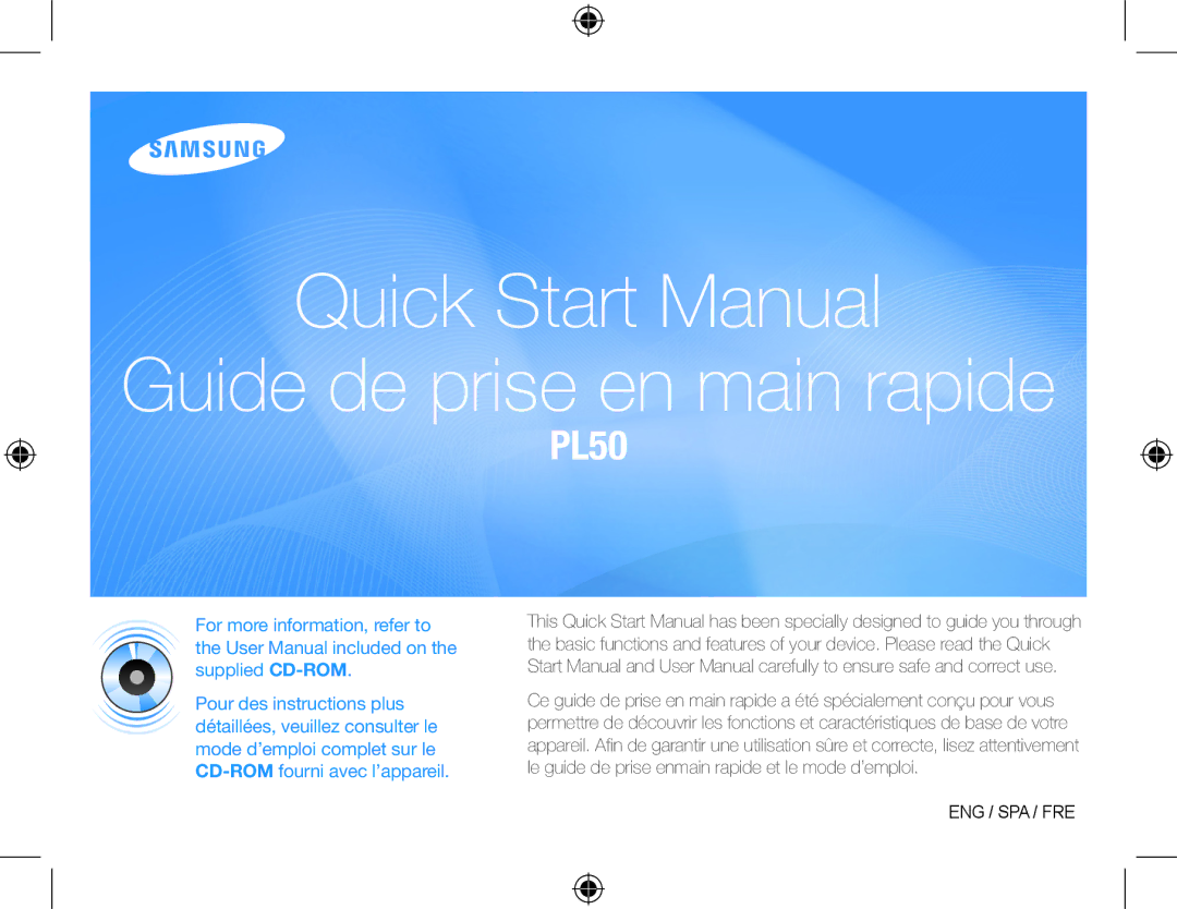 Samsung EC-PL50ZABP/FR, EC-PL50ZPBP/FR, EC-PL50ZSBP/FR, EC-PL50ZAAP manual Quick Start Manual Guide de prise en main rapide 