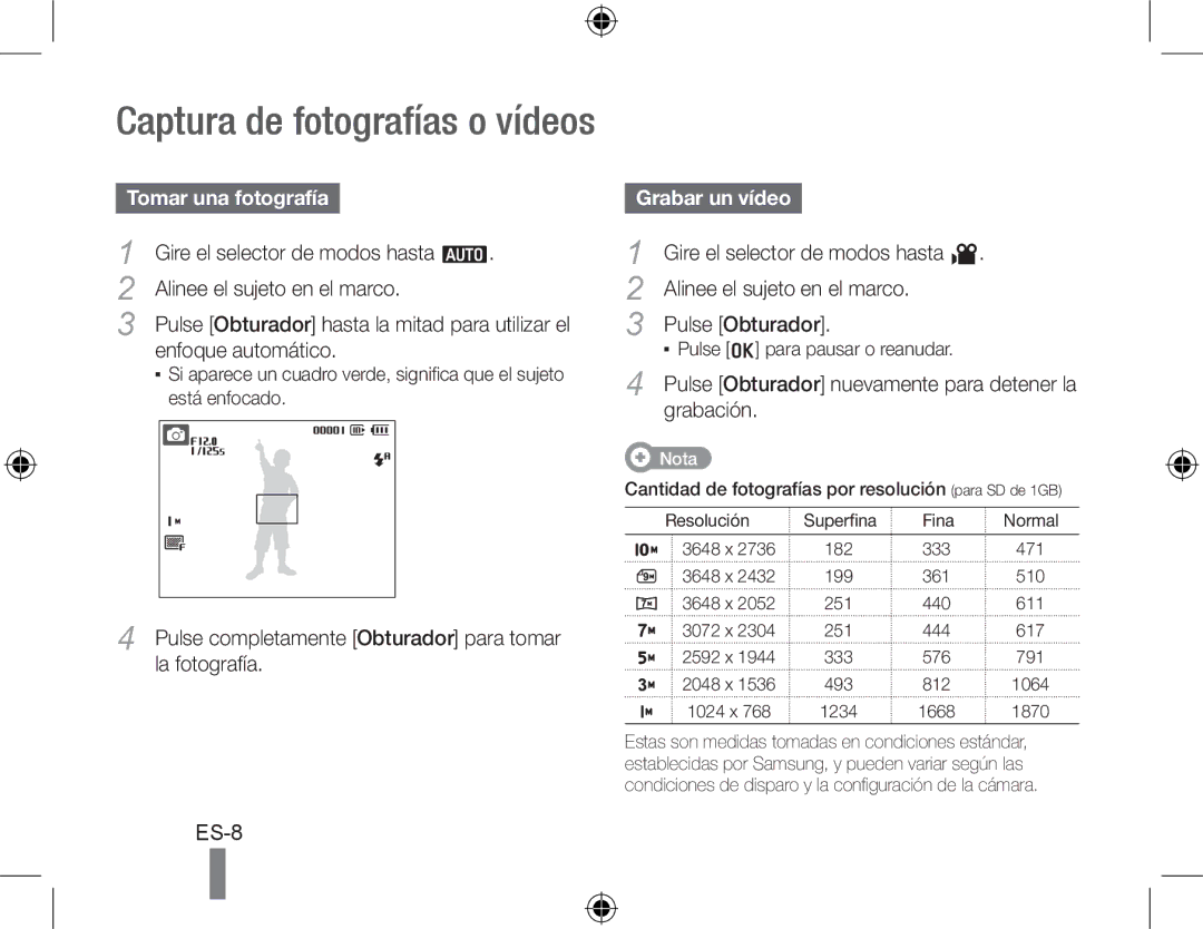 Samsung EC-PL50ZPDP/ME, EC-PL50ZAAP Tomar una fotografía, Gire el selector de modos hasta a, Alinee el sujeto en el marco 