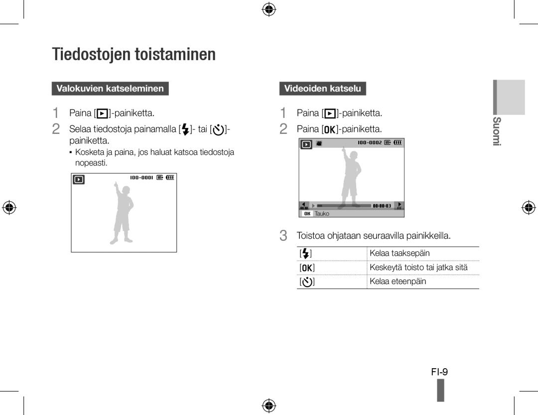 Samsung EC-PL50ZBBP/ME, EC-PL50ZPBP/FR, EC-PL50ZABP/FR Tiedostojen toistaminen, Valokuvien katseleminen, Videoiden katselu 