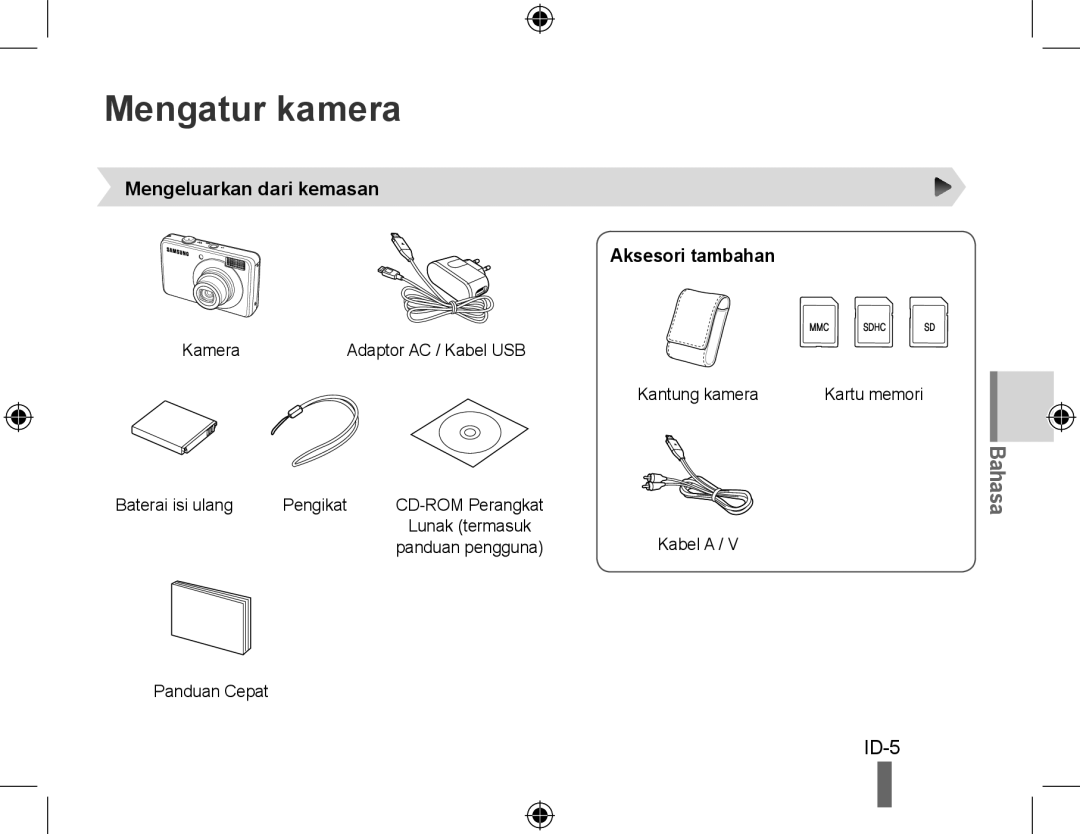 Samsung EC-PL50ZBBP/RU, EC-PL50ZPBP/FR, EC-PL50ZABP/FR manual Mengatur kamera, Mengeluarkan dari kemasan Aksesori tambahan 