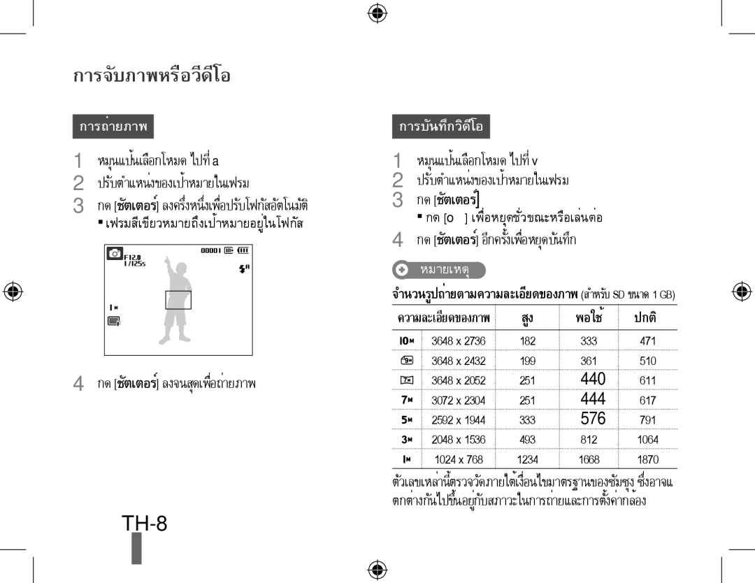 Samsung EC-PL50ZPBP/ME, EC-PL50ZPBP/FR, EC-PL50ZABP/FR, EC-PL50ZSBP/FR, EC-PL50ZBBP/FR, EC-PL50ZSBP/GB การจับภาพหรือวีดีโอ 