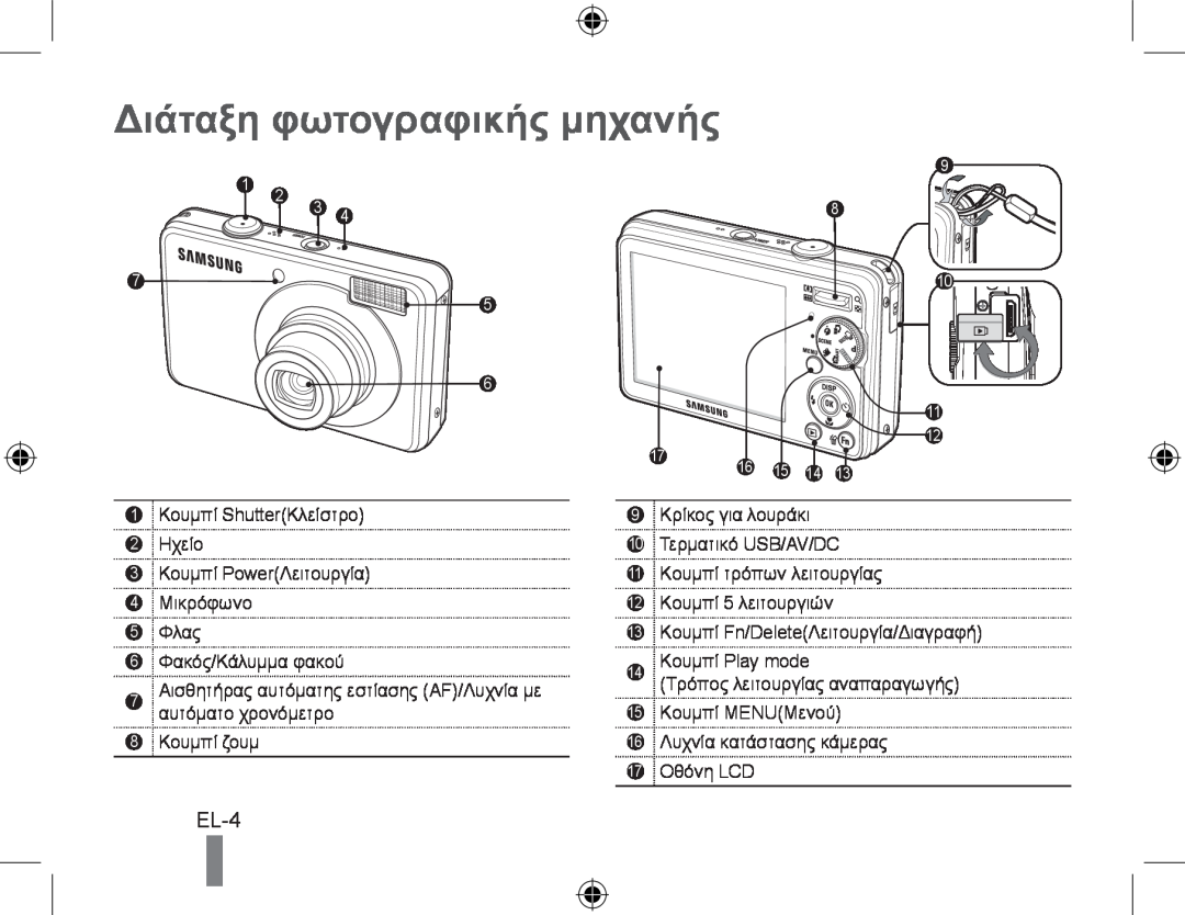 Samsung EC-PL50ZSBP/FR, EC-PL50ZPBP/FR, EC-PL50ZABP/FR, EC-PL50ZBBP/FR, EC-PL50ZSBP/GB manual Διάταξη φωτογραφικής μηχανής 