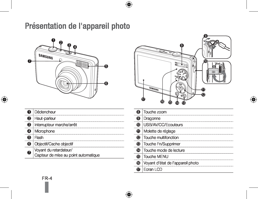 Samsung EC-PL50ZUBP/SA, EC-PL50ZPBP/FR, EC-PL50ZABP/FR, EC-PL50ZSBP/FR, EC-PL50ZBBP/FR Présentation de lappareil photo, Fr- 
