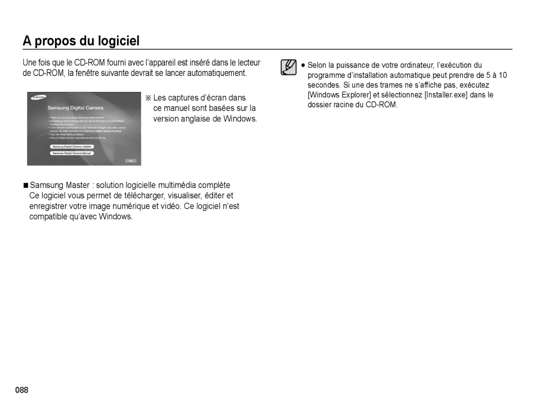 Samsung EC-PL50ZSBP/GB, EC-PL50ZPBP/FR, EC-PL50ZABP/FR, EC-PL50ZSBP/FR, EC-PL50ZBBP/FR manual Propos du logiciel 