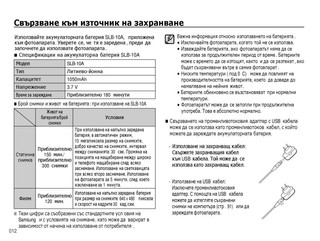 Samsung EC-PL50ZBBP/E3, EC-PL50ZSBP/E3, EC-PL50ZPBP/E3, EC-PL50ZABP/E3, EC-PL50ZSBP/RU Свързване към източник на захранване 