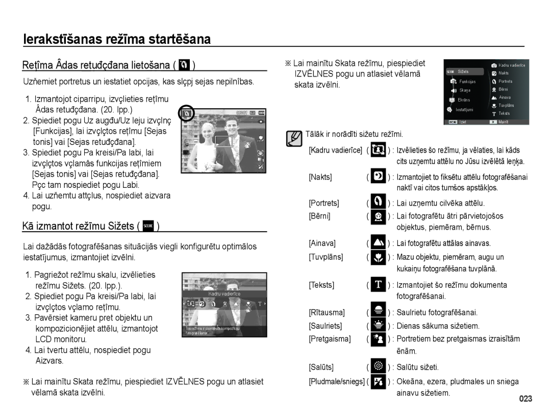 Samsung EC-PL50ZSBP/RU manual Ierakstīšanas režīma startēšana, Reţîma Âdas retuđçđana lietošana, Kā izmantot režīmu Sižets 