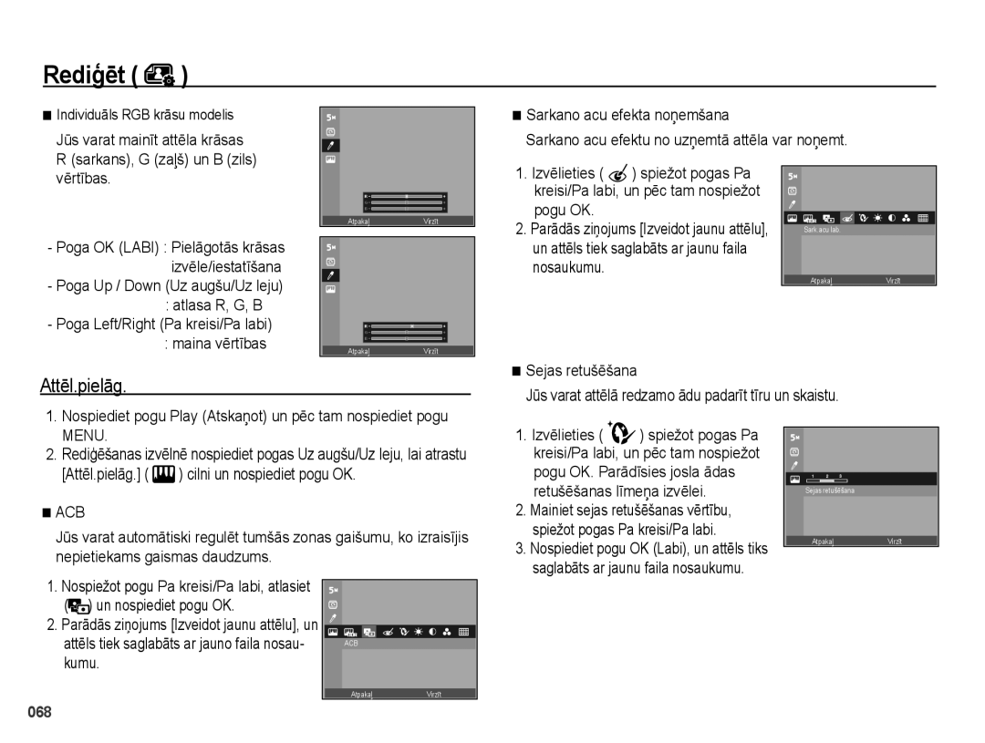 Samsung EC-PL50ZSBP/RU, EC-PL50ZBBP/RU, EC-PL50ZABP/RU manual Rediģēt, Attēl.pielāg, Acb 