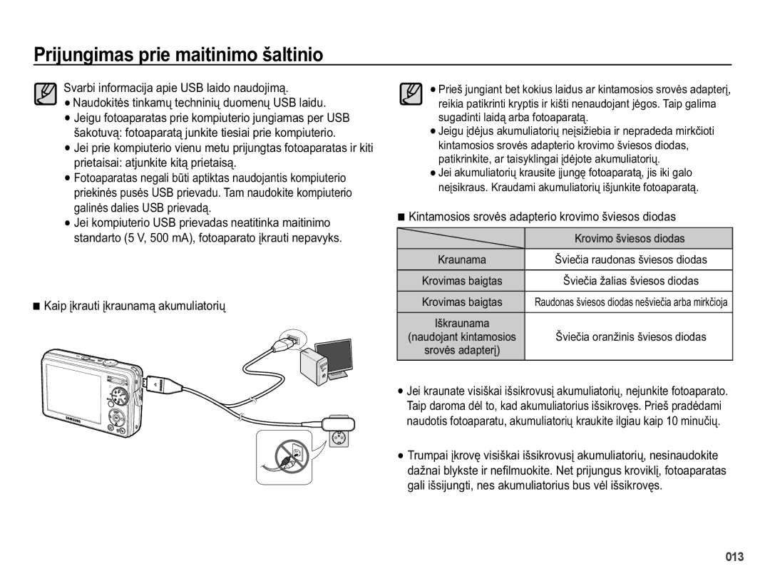 Samsung EC-PL50ZABP/RU manual .DLSƳNUDXWLƳNUDXQDPąDNXPXOLDWRULǐ, .LQWDPRVLRVVURYơVDGDSWHULRNURYLPRãYLHVRVGLRGDV 