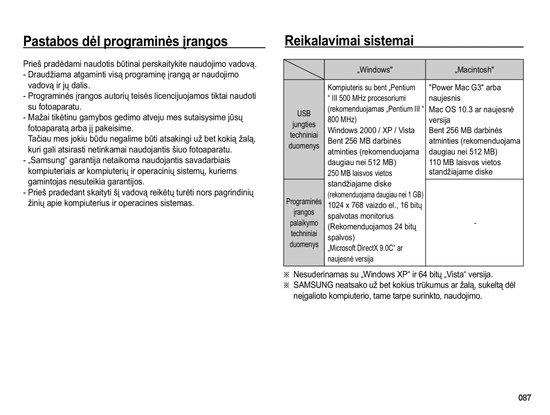 Samsung EC-PL50ZBBP/RU manual 5HLNDODYLPDLVLVWHPDL, YDGRYąLUMǐGDOLV, VxIrwrdsdudwx, IRWRDSDUDWąDUEDMƳSDNHLVLPH 