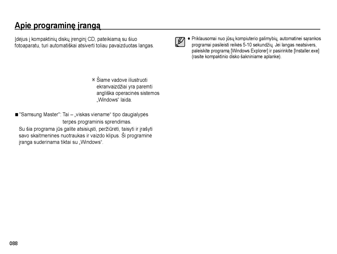 Samsung EC-PL50ZABP/RU, EC-PL50ZSBP/RU, EC-PL50ZBBP/RU manual Apie programinę įrangą 