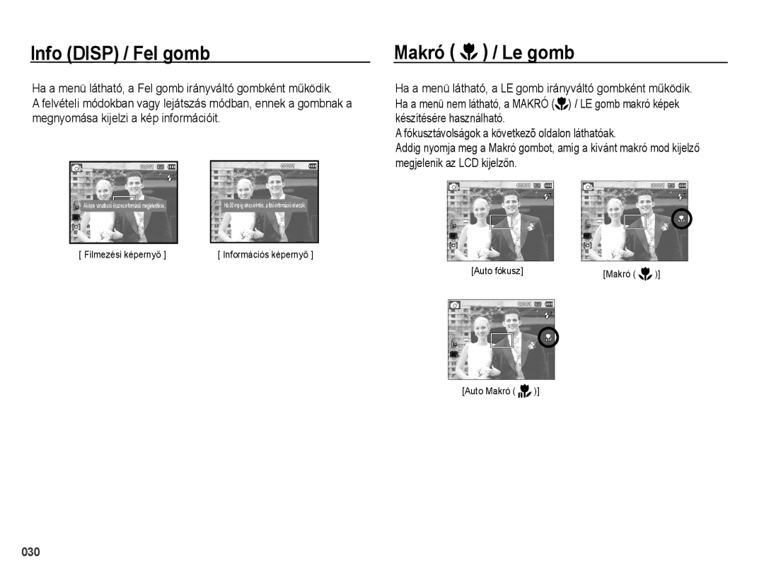 Samsung EC-PL51ZZBPNE1, EC-PL51ZZBPAE1, EC-PL51ZZBPAIT, EC-PL51ZZBPBIT, EC-PL51ZZBPNE3 Info Disp / Fel gomb, Makró / Le gomb 