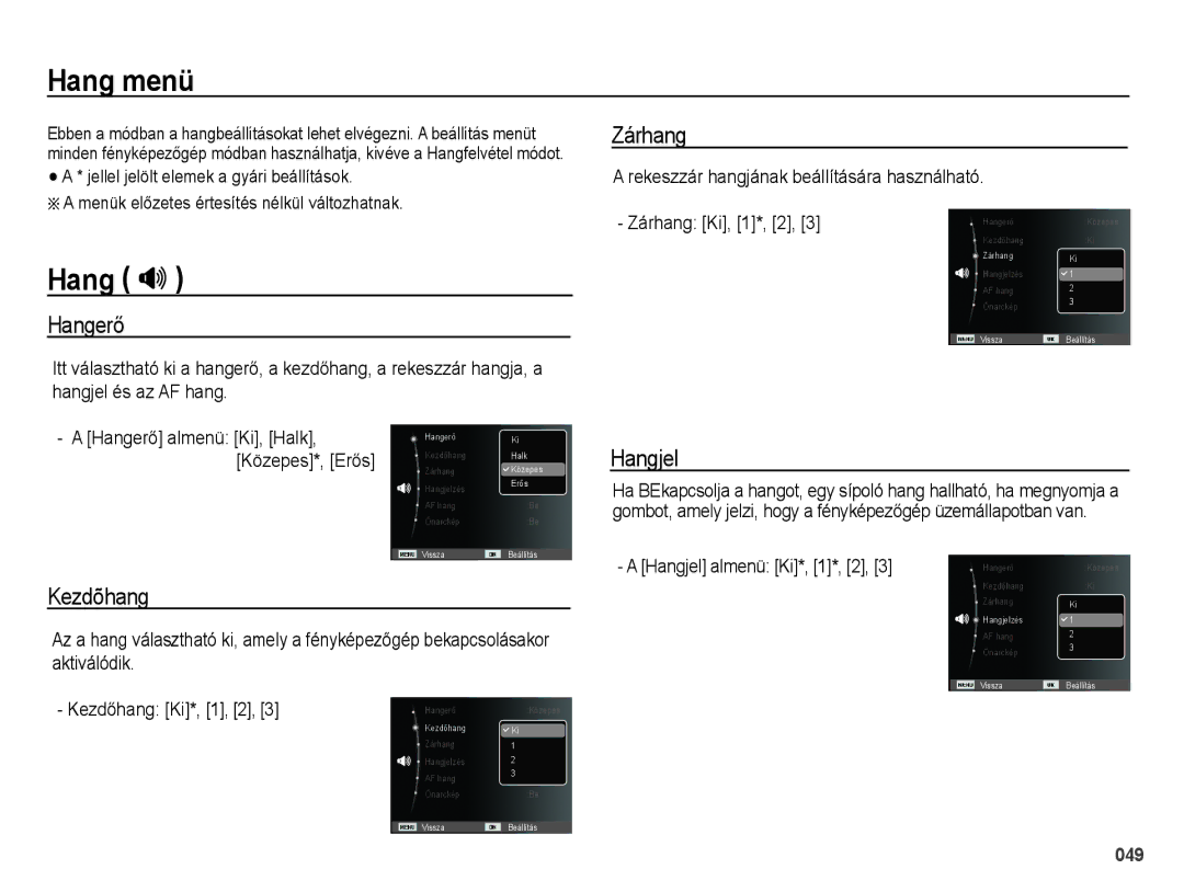 Samsung EC-PL51ZZBPAE1, EC-PL51ZZBPNE1, EC-PL51ZZBPAIT, EC-PL51ZZBPBIT, EC-PL51ZZBPNE3, EC-PL51ZZBPBE3 manual Hang menü, Hang  