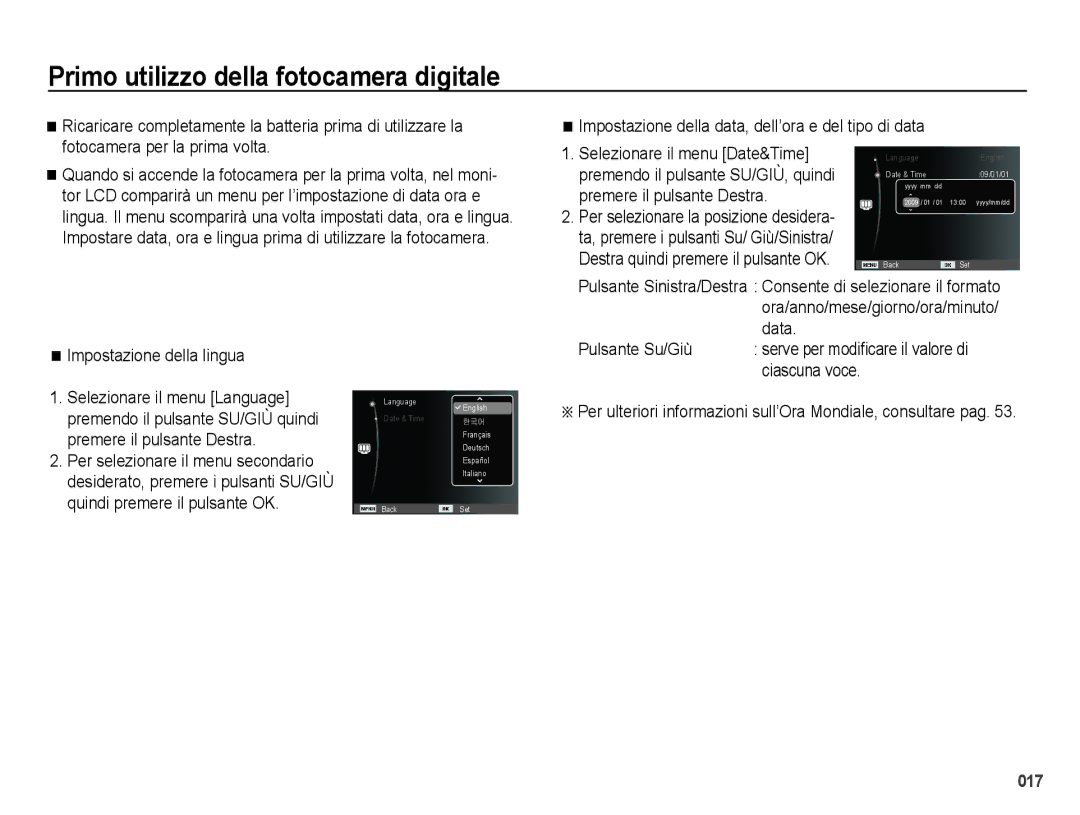 Samsung EC-PL51ZZBPNIT, EC-PL51ZZBPAIT, EC-PL51ZZBPBE1 Primo utilizzo della fotocamera digitale, Impostazione della lingua 